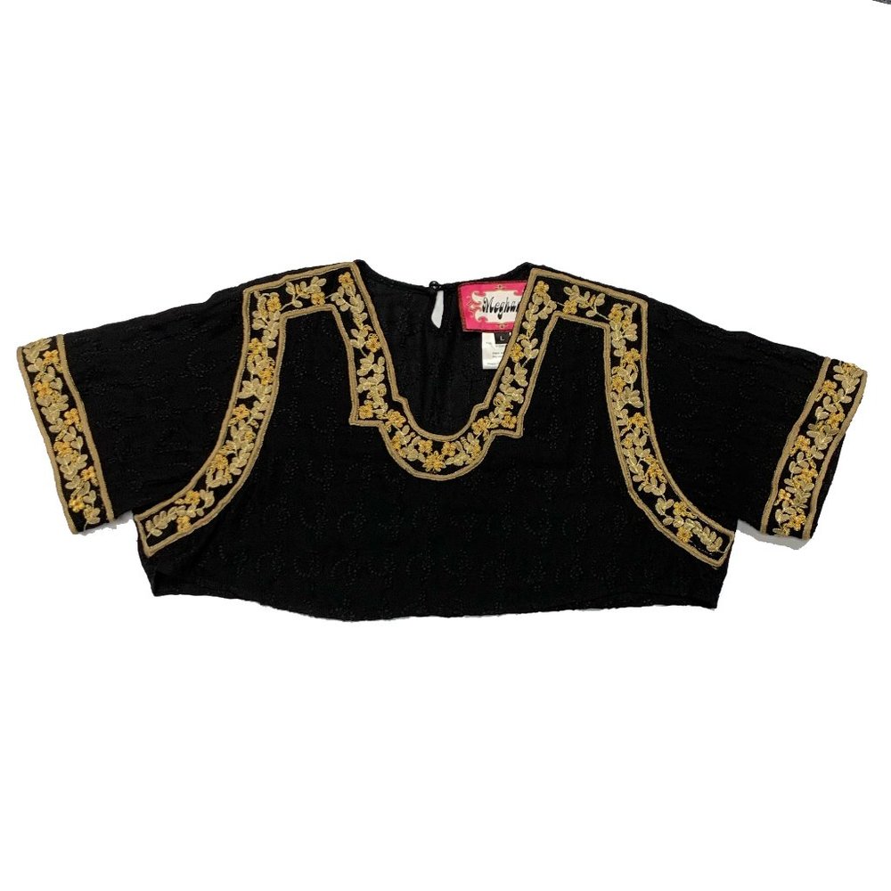 Meghan LA Silk Crop Top - Blacl